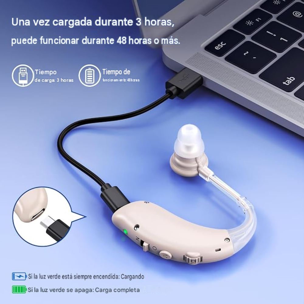 Escucha Fácil™ | Audífono Recargable con Cancelación de Ruido