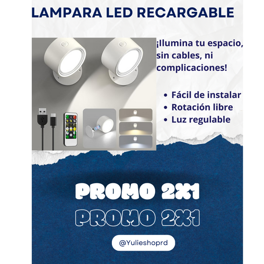 LAMPARA DE PARED RECARGABLE CON CONTROL REMOTO 2X1