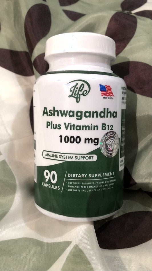 ASHAWAGANDA (GINSENG INDIO) + B12 X 90 CAPSULAS